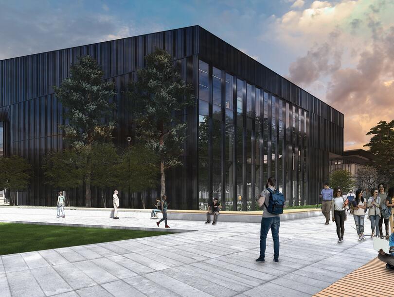Architectural rendering of the exterior of the Recreation Centre North building